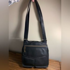 Black Leather Fossil Crossbody Purse